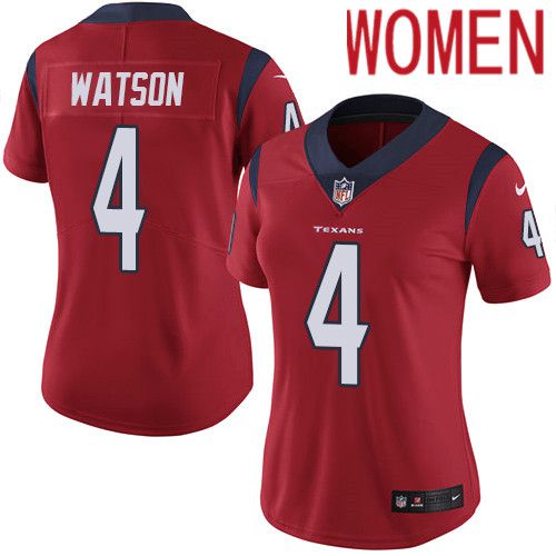 Women Houston Texans 4 Deshaun Watson Red Nike Vapor Limited NFL Jersey